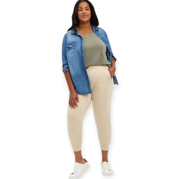 5X 28W Torrid Tan Jogger Pant Active Ponte Lounge Casual Walking Zipper Pocket - Picture 1 of 7